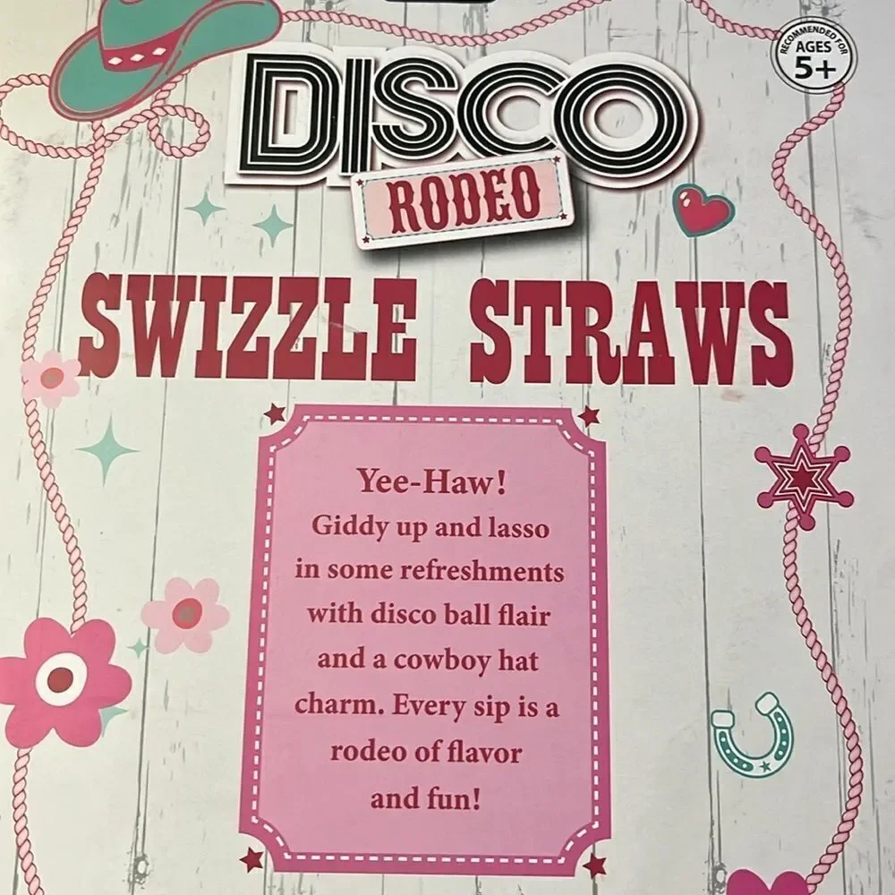 Pink and Silver Disco Swizzle Straws